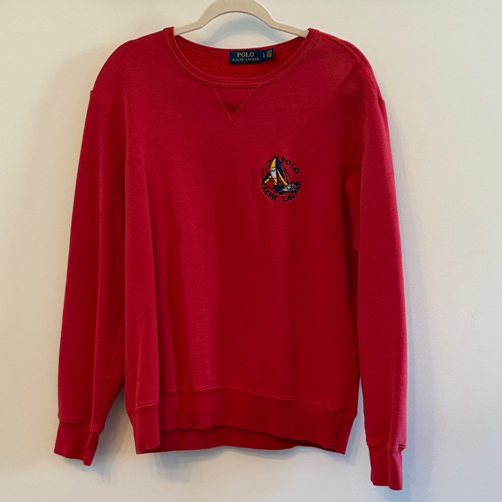 Vintage Polo Ralph Lauren Vibrant Red Crewneck Pullover Sweatshirt